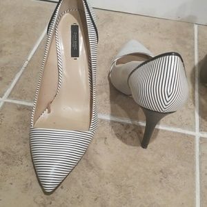 ZARA black and white stripe heel